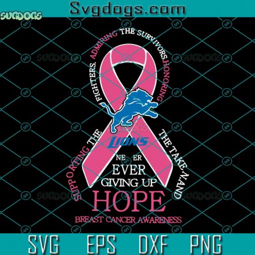 Detroit Lions Breast Cancer SVG, Detroit Lions SVG, Football SVG DXF EPS PNG