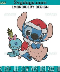 Stitch And Scump Christmas Embroidery Design File, Stitch Christmas Embroidery Design File