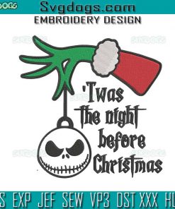 Twas the Night Before Christmas Embroidery Design File, Jack Christmas Embroidery Design File