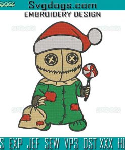 Voodoo Doll Chibi Christmas Hat Embroidery Design File, Horror Halloween Xmas Embroidery Design File
