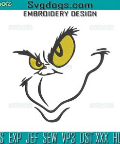 Grinch Face Embroidery Design File, The Grinch Christmas Embroidery Design File