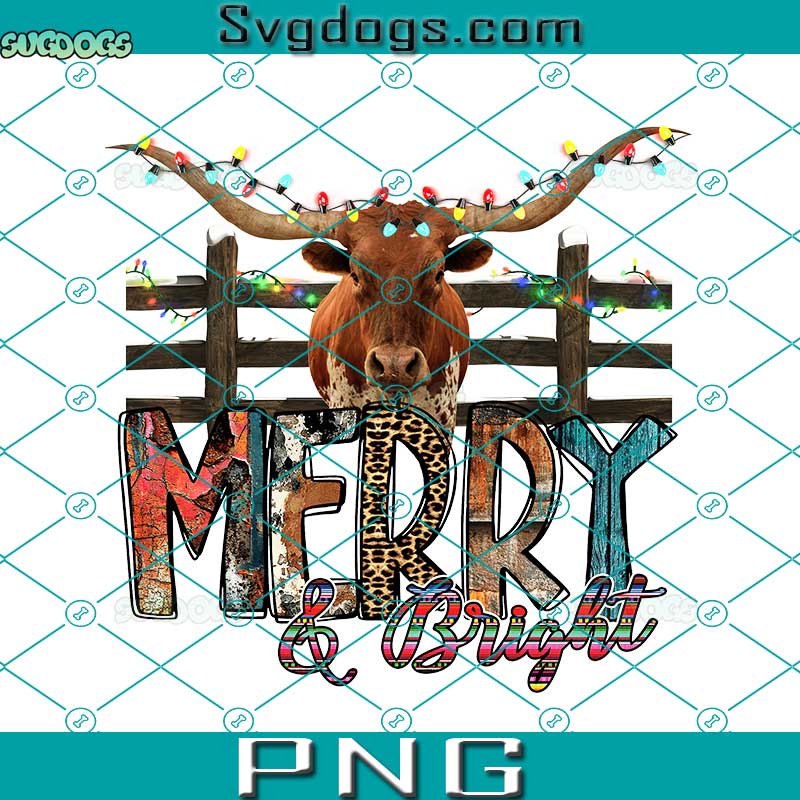 Cow Merry And Bright PNG, Merry Christmas PNG, Merry And Bright PNG