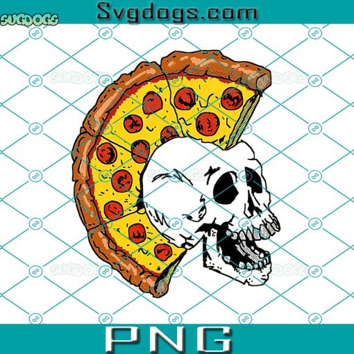 Pizza Punk Skull PNG, Pizza Skull PNG, Skull Punk Mohawk Pizza PNG
