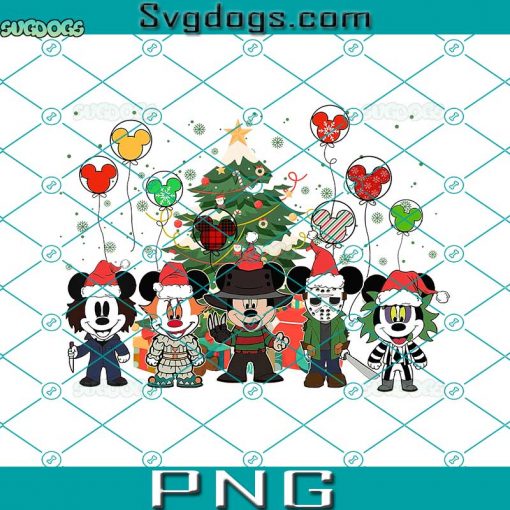 Horror Mickey Christmas PNG, Michael Myers PNG, Freddy Kruger Xmsa PNG, Mickey Balloon Santa Hat Tree PNG