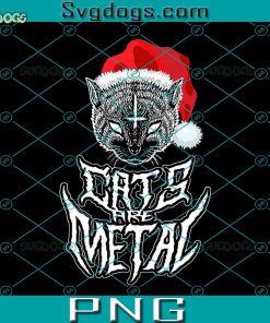 Cats Are Metal Christmas PNG, Black Cat Hat Santa PNG