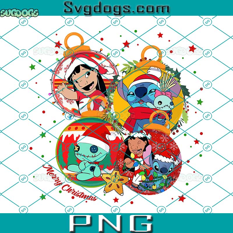Stitch And Lilo Christmas Ball PNG, Merry Christmas PNG, Cartoon Xmas PNG, Jack And Sally File PNG