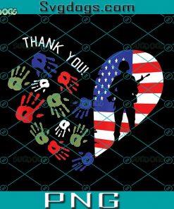 Thank You Veterans Day PNG, American Flag PNG, Heart Military PNG
