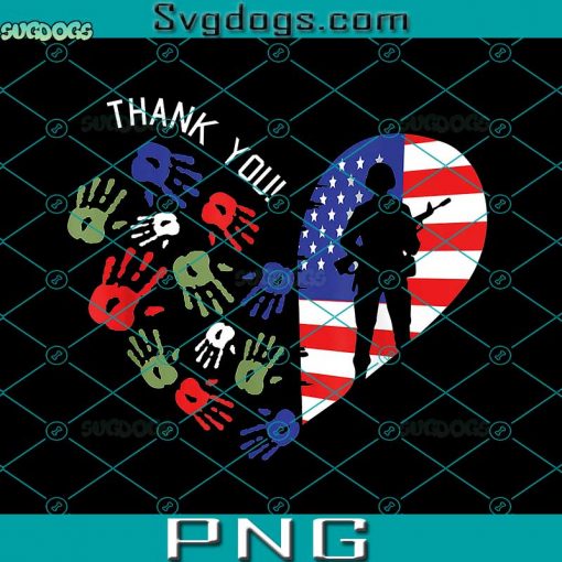 Thank You Veterans Day PNG, American Flag PNG, Heart Military PNG