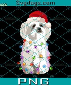 Maltese Christmas Lights Xmas Dog Lover PNG, Dog Christmas PNG