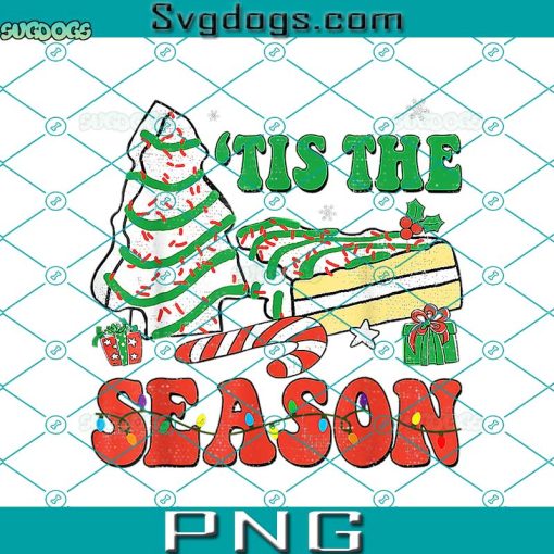 Little Tis’ The Season PNG, Christmas Tree Cakes Debbie Groovy PNG, Christmas Cakes PNG