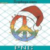 Peace Sign Santa Hat Christmas Lights PNG, Groovy Christmas PNG, Peace Sign With Santa Hat PNG
