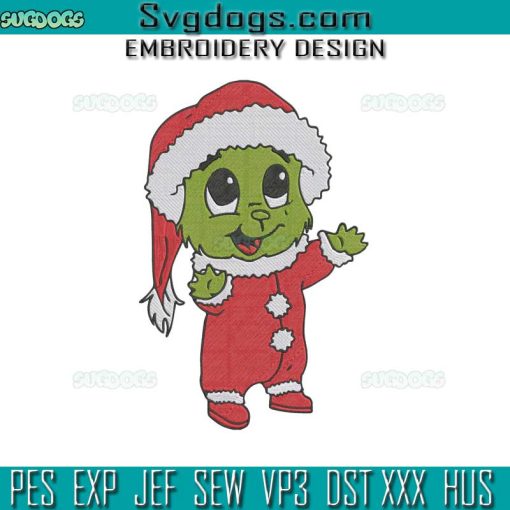 Baby Grinch Santa Embroidery Design File, Grinch Christmas Embroidery Design File