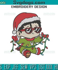 Baby Bad Bunny Christmas Embroidery Design File, Benito Sin Ti Embroidery Design File