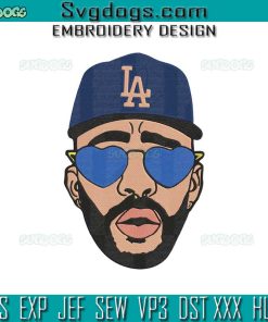 Bad Bunny Embroidery Design File, Los Angeles Dodgers Embroidery Design File, Bad Bunny LA MLB Baseball Embroidery Design File