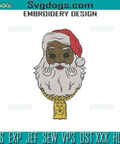 Black Santa Claus Embroidery Design File, Black Santa With Chain American Embroidery Design File