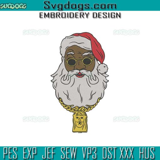 Black Santa Claus Embroidery Design File, Black Santa With Chain American Embroidery Design File