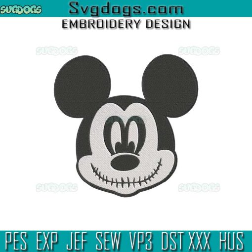 Mickey Jack Skellington Embroidery Design File, Nightmare Before Christmas Embroidery Design File