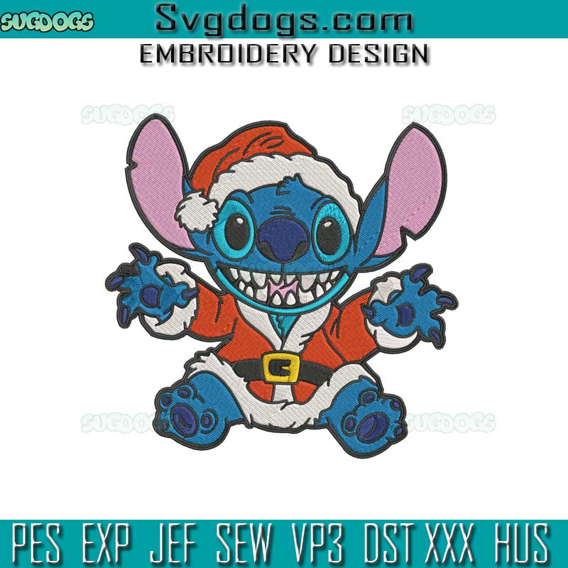 Stitch Santa Christmas Embroidery Design File, Stitch Santa Hat Embroidery Design File