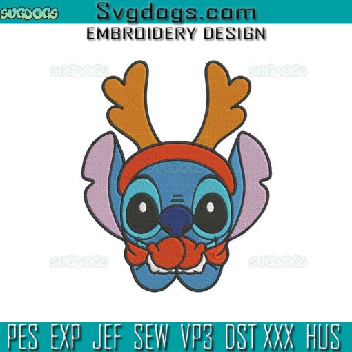 Stitch Christmas With Horns Embroidery Design File, Stitch Christmas Embroidery Design File
