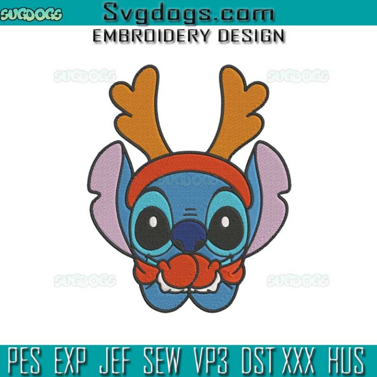 Stitch Christmas With Horns Embroidery Design File, Stitch Christmas ...