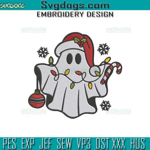 Christmas Ghost Embroidery Design File, Santa Ghost Christmas Embroidery Design File