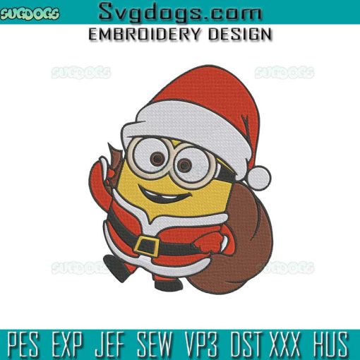 Minion Santa Embroidery Design File, Christmas Minion Embroidery Design File
