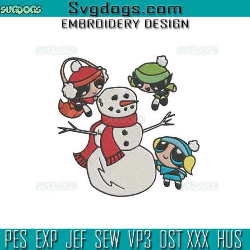 Christmas Powerpuff And Snowman Embroidery Design File, Powerpuff Santa Embroidery Design File