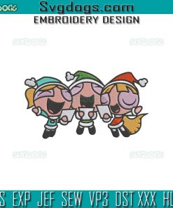 Christmas Powerpuff Embroidery Design File, Powerpuff Santa Hat Embroidery Design File
