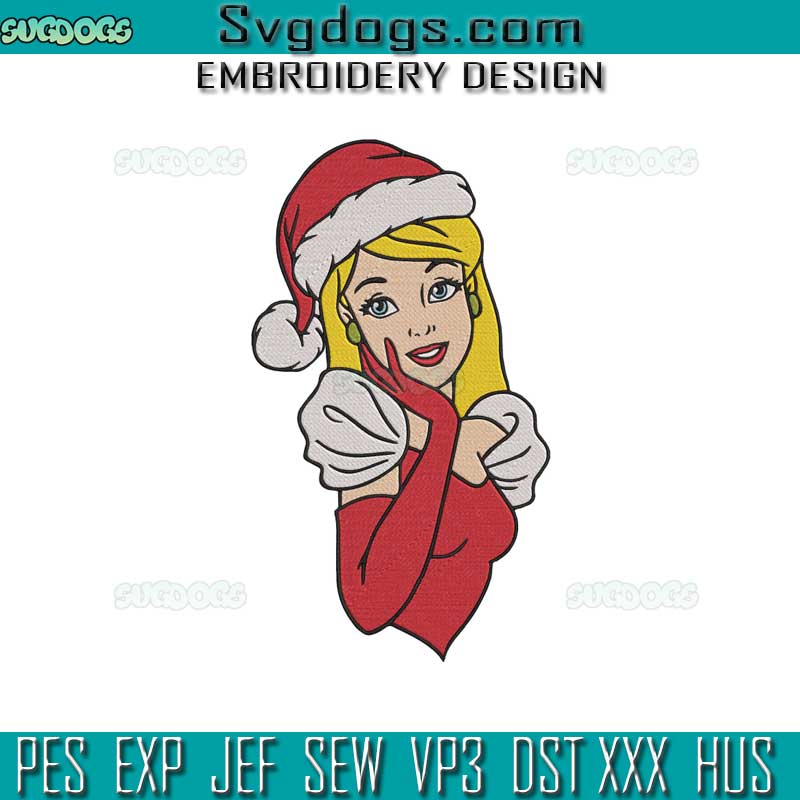Christmas Princess Embroidery Design File, Princess Santa Christmas Embroidery Design File