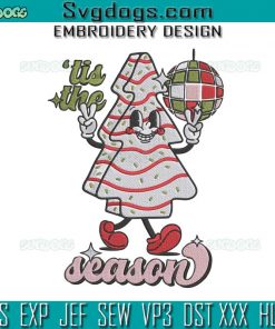 Tis the Season Christmas Embroidery Design File, Christmas Tree Cake Embroidery Design File