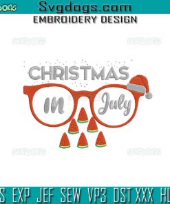 Christmas In July Embroidery Design File, Santa Hat Sunglasses Embroidery Design File