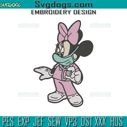 Doctor Minnie Embroidery Design File, Nurse Mouse Embroidery Design File