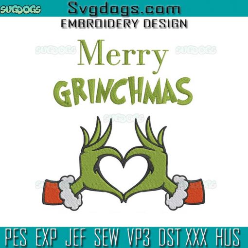 Merry Grinchmas Embroidery Design File, Grinch Christmas Embroidery Design File