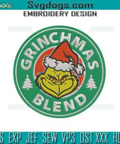 Grinchmas Blend Logo Embroidery Design File, Christmas Grinch Embroidery Design File