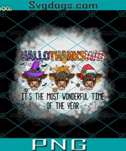 Hallothankmas PNG, It’s The Most Wonderful Time Of The Year PNG, Cow Christmas PNG