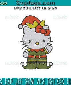Hello Kitty Elf Embroidery Design File, Hello Kitty Christmas Embroidery Design File