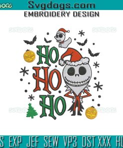 Ho Ho Ho Jack Skellington Embroidery Design File, Jack Skellington Christmas Embroidery Design File