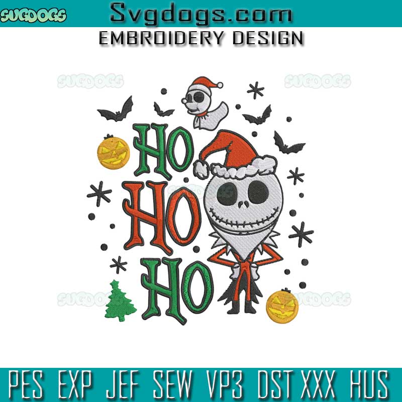 Ho Ho Ho Jack Skellington Embroidery Design File, Jack Skellington Christmas Embroidery Design File