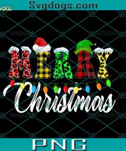 Merry Christmas Leopard Xmas Lights Plaid PNG, Buffalo Plaid Christmas PNG, Merry Christmas PNG