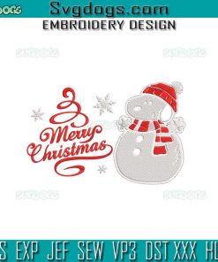 Merry Christmas Snoopy Embroidery Design File, Snowman Snoopy Embroidery Design File