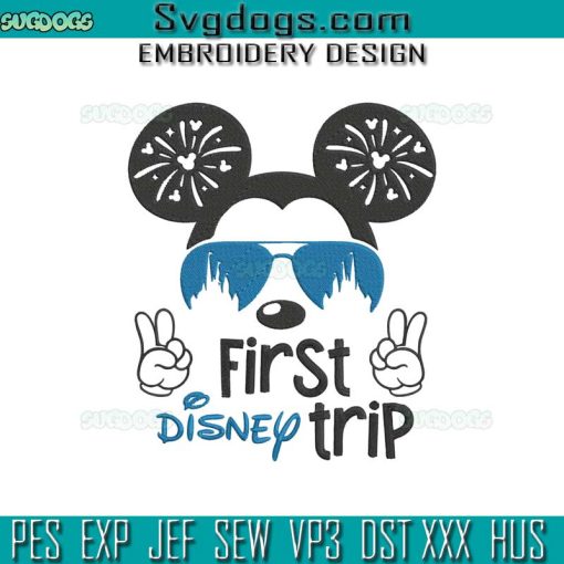 First Disney Trip Embroidery Design File, Mickey Boy Trip Embroidery Design File
