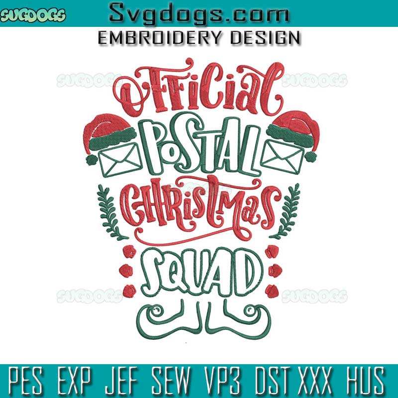 Official Postal Christmas Squad Embroidery Design File, Postal Worker Embroidery Design File