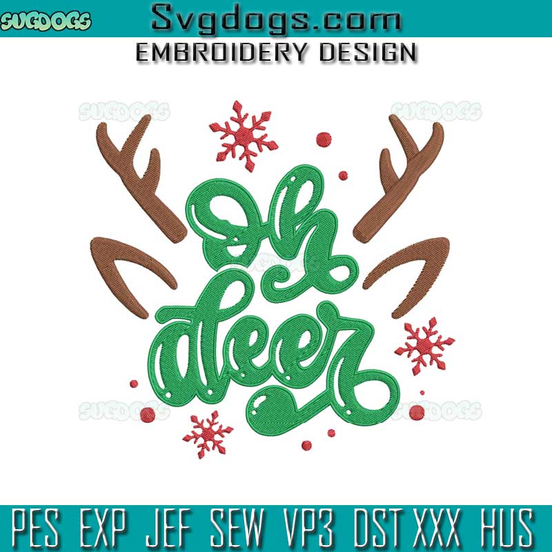 Oh Deer Embroidery Design File, Christmas Reindeer Embroidery Design File