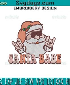 Santa Babe Embroidery Design File, Retro Santa Babe Groovy Christmas Embroidery Design File