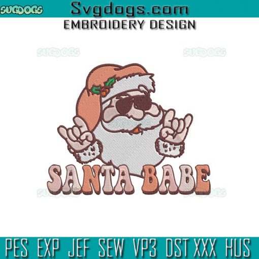 Santa Babe Embroidery Design File, Retro Santa Babe Groovy Christmas Embroidery Design File