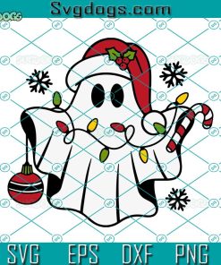 Christmas Ghost SVG, Layered Christmas Ghost SVG, Christmas Ghost Light Candy Cane SVG PNG DXF EPS