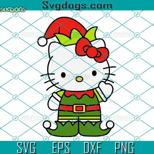 Hello Cat Elf SVG, Hello Cat Christmas SVG, Kawaii Cat SVG PNG DXF EPS