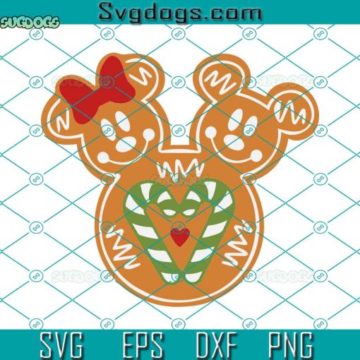 Mouse Ears Christmas Gingerbread SVG, Mouse Ears Gingerbread SVG, Candy Cane Heart SVG PNG DXF EPS