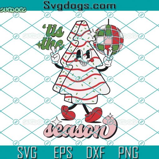 Christmas Tree Cake SVG, Tis the Season Christmas SVG, Retro Trendy Christmas SVG DXF EPS PNG