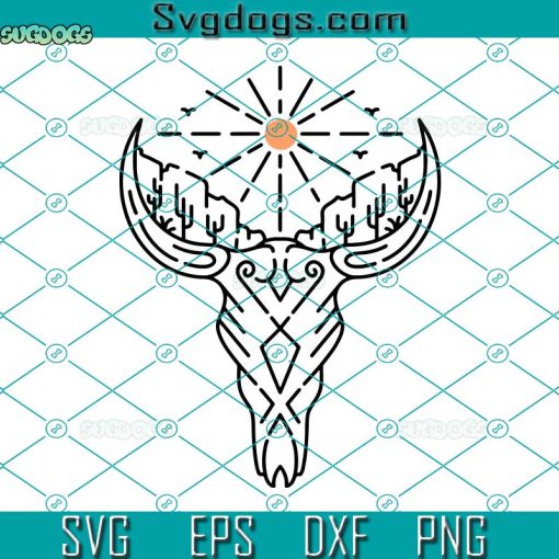 Cow Skull Desert Canyon SVG, Cow Skull SVG, Bull Skull Floral SVG PNG DXF EPS